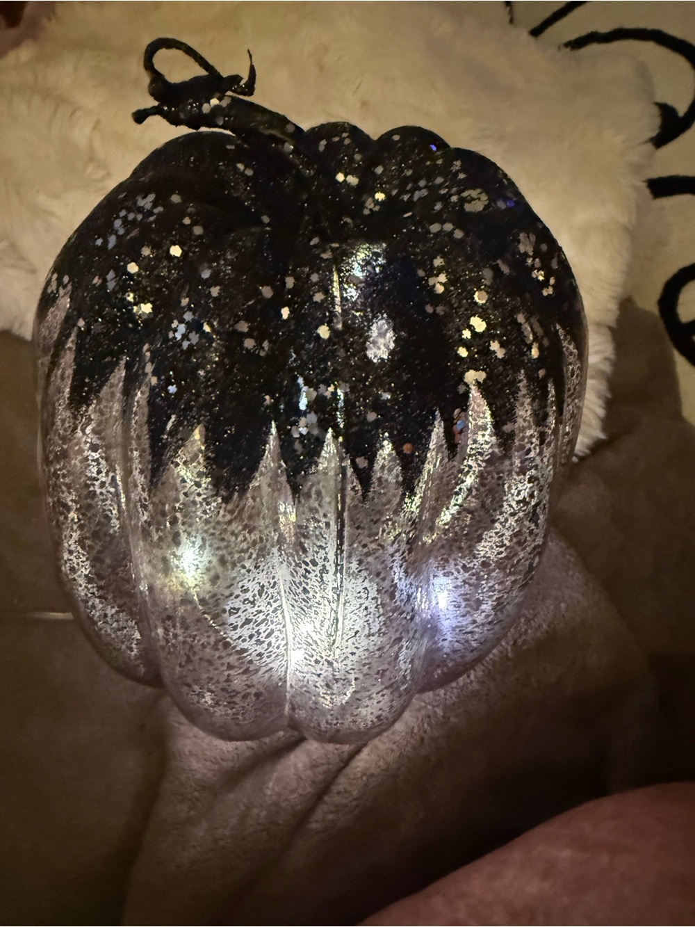 Black, Silver, light purple Decorative Glitter Pumpkin -battery operated 👻🎃